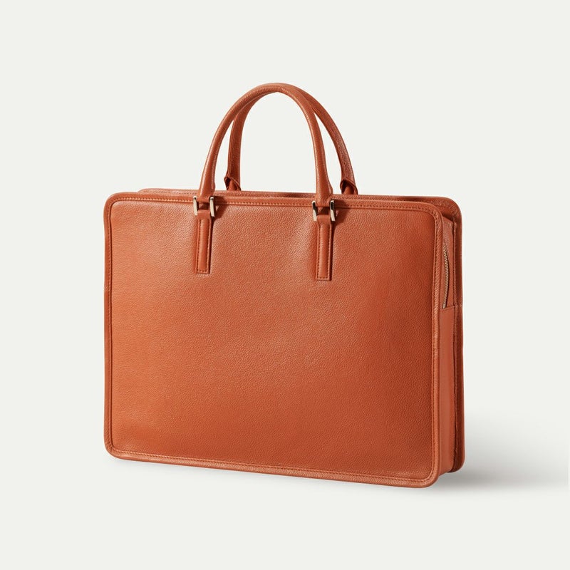 スリムビジネスバッグ(スクエア)_シエナキャメル