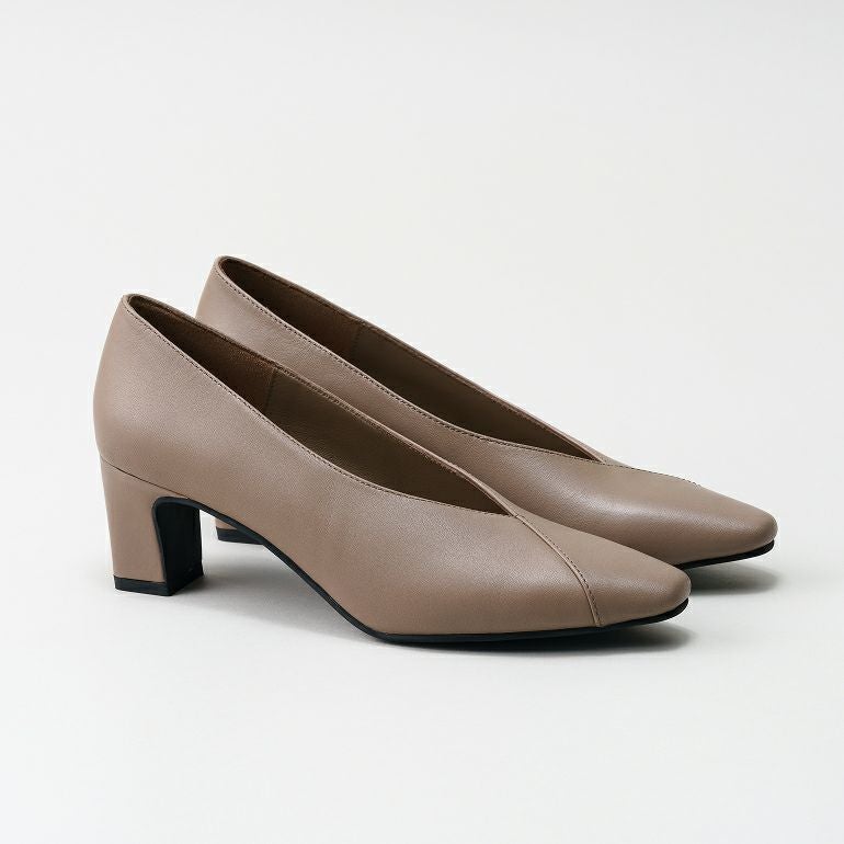 Vカット ヒール 5cm (ブロックヒール)