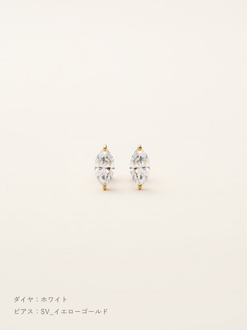 マーキスダイヤモンド ピアス | Little Voyage 30011_wh_svyg