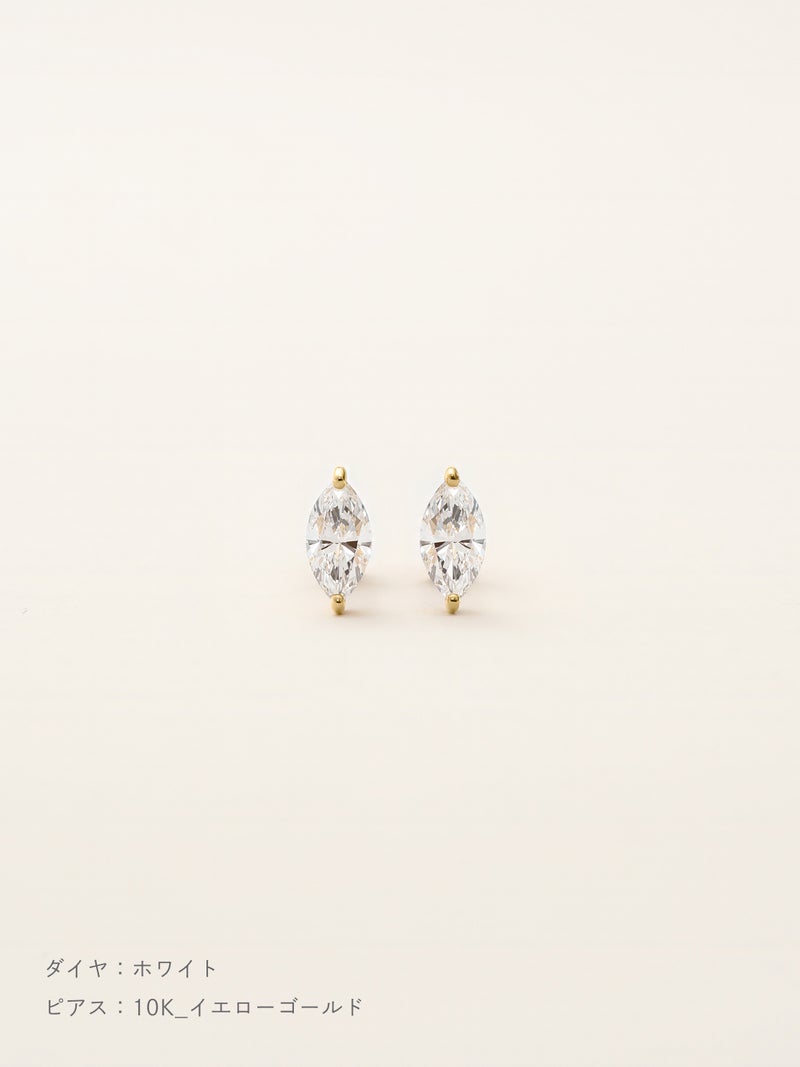 マーキスダイヤモンド ピアス | Little Voyage 30011_wh_10kyg