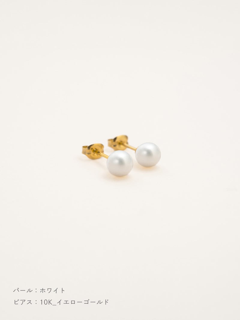パール スタッズピアス | Little Voyage 30016_wh_10kyg
